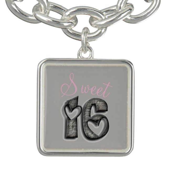 Sweet 16 Rustic Number Sixteen 16th Birthday Bracelet (Design)