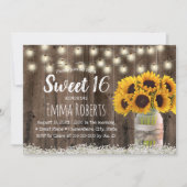 Sweet 16 Rustic Sunflower Floral Jar Barn Wood Invitation (Front)