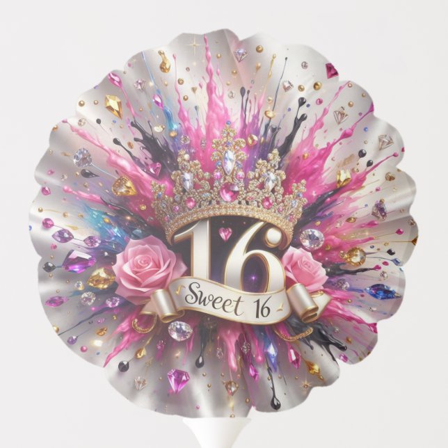 Sweet 16 Satin Pink Design Balloon (Back)