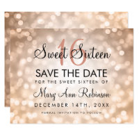 Sweet 16 Save The Date Rose Gold Glitter Lights