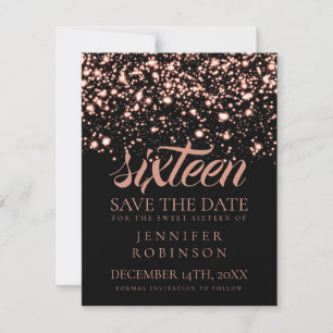 Sweet 16 "Save The Date" Rose Gold Midnight Glam Save The Date
