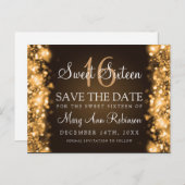 Sweet 16 "Save The Date" Sparkling Lights Gold Announcement Postcard (Front/Back)