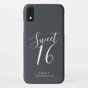 Sweet 16 Script Black White 16th Birthday iPhone XR Case