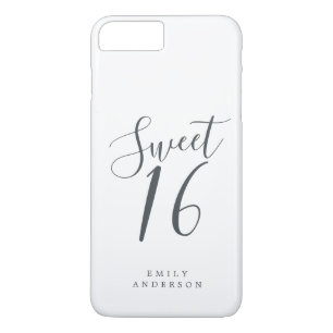 Sweet 16 Script Black White 16th Birthday iPhone 8 Plus/7 Plus Case