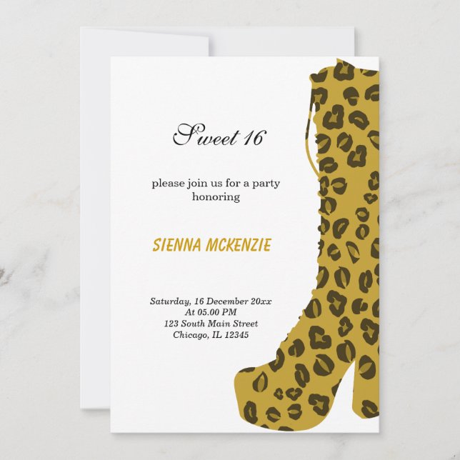 Sweet 16 Shoes theme Invitation (Front)