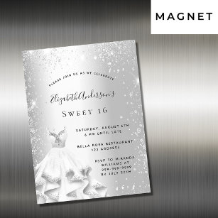 Sweet 16 silver dress glitter luxury invitation