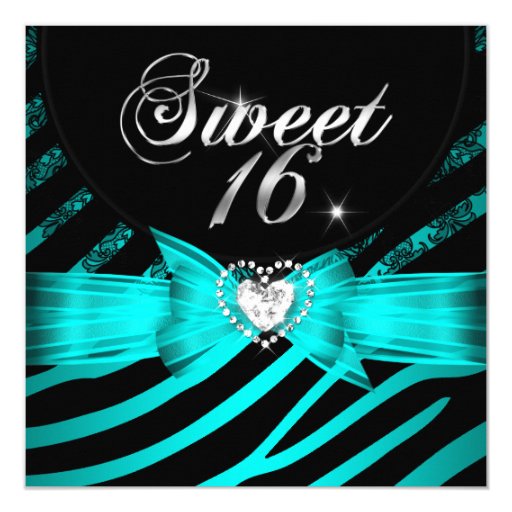 Aqua Sweet 16 Invitations 9