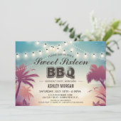 Sweet 16 Sixteen BBQ Party Summer String Lights Invitation (Standing Front)