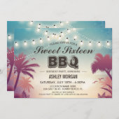 Sweet 16 Sixteen BBQ Party Summer String Lights Invitation (Front/Back)