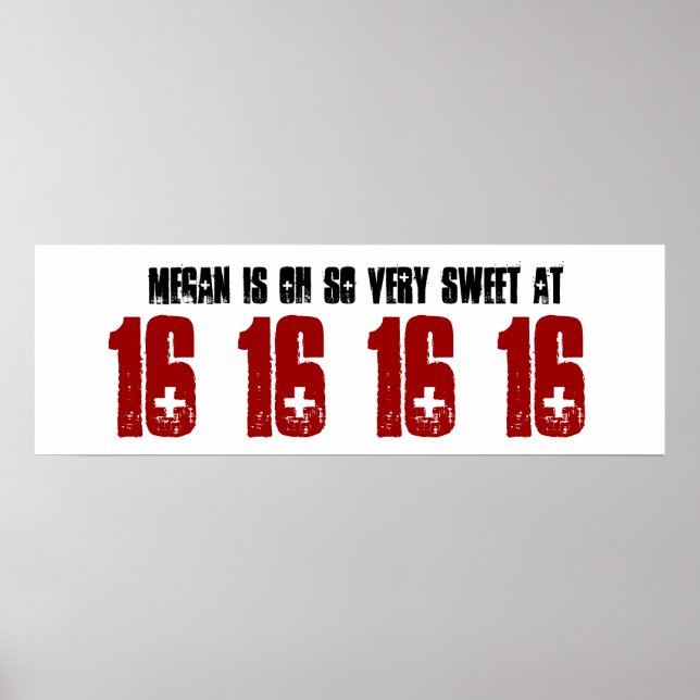 Sweet 16 Sixteen Birthday Party Banner Custom Name Poster (Front)