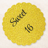 Sweet 16 Sixteen Birthday Party Gold Glitter
