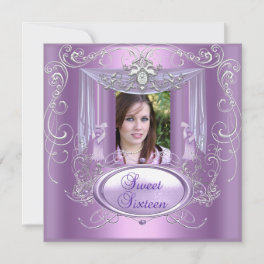 Sweet 16 Sixteen Birthday Party Lilac Pink Silver Invitation