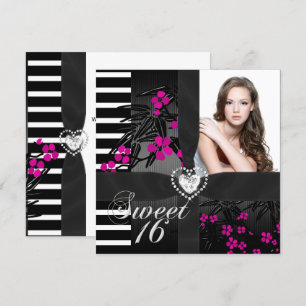 Sweet 16 Sixteen Birthday Party Photo Pink Invitation