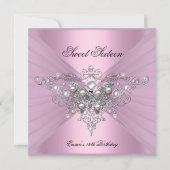 Sweet 16 Sixteen Birthday Party Pink Butterfly Invitation (Front)