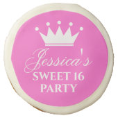 Sweet 16 sixteen Birthday party pink sugar cookies (Front)