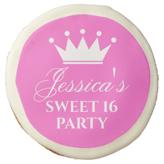 Sweet 16 sixteen Birthday party pink sugar cookies (Front)