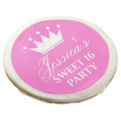 Sweet 16 sixteen Birthday party pink sugar cookies (Angled)