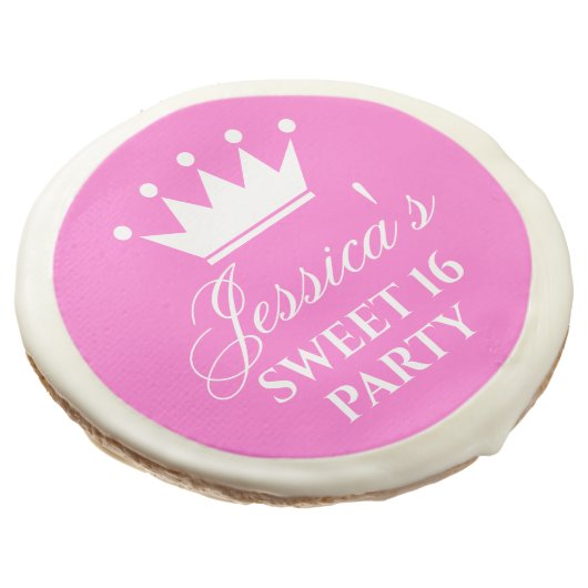 Sweet 16 sixteen Birthday party pink sugar cookies (Angled)