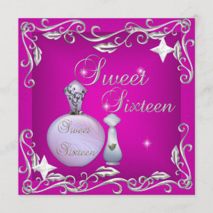 Sweet 16 Sixteen Birthday Pink Perfume Bottle Invitation