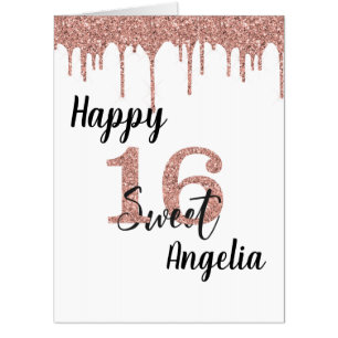Sweet 16 Sixteen Birthday Rose Gold Card