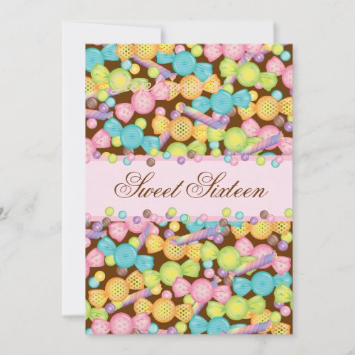 Sweet 16 Sixteen Candy Collection in Pink Brown Invitation