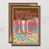 Sweet 16 Sixteen Candy Collection in Pink Brown Invitation (Front/Back)