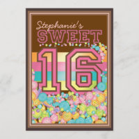 Sweet 16 Sixteen Candy Collection in Pink Brown Invitation