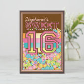 Sweet 16 Sixteen Candy Collection in Pink Brown Invitation (Standing Front)