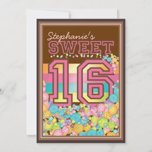 Sweet 16 Sixteen Candy Collection in Pink Brown Custom Invitations