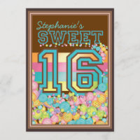 Sweet 16 Sixteen Candy Collection in Teal & Brown Invitation