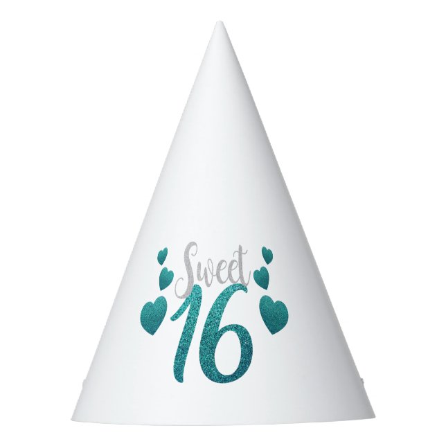 "Sweet 16" Sixteen  Party Hat (Front)