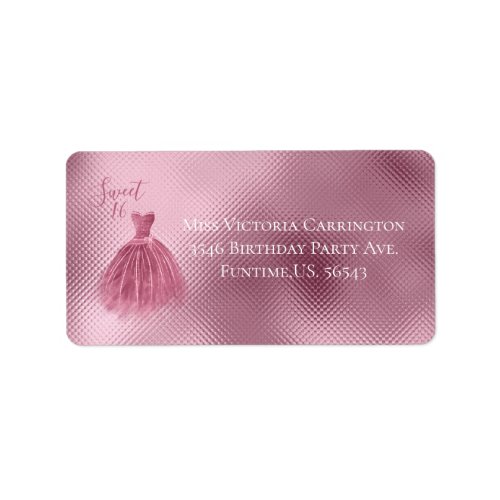 Sweet 16 Sixteen Pink Glitter Dress Elegant Party Label