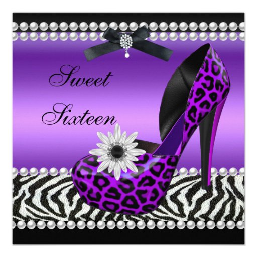 Purple Sweet 16 Invitations 10