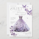 Sweet 16 Sixteen Purple Lilac Floral Butterflies Invitation at Zazzle