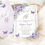 Sweet 16 Sixteen Purple Lilac Floral Butterflies Invitation
