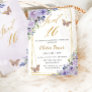 Sweet 16 Sixteen Purple Lilac Floral Butterflies  Invitation