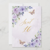 Sweet 16 Sixteen Purple Lilac Floral Butterflies  Invitation (Back)