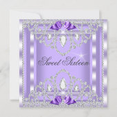 Sweet 16 Sixteen Purple Silver Diamond Party 3I Invitation (Front)