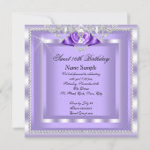 Sweet 16 Sixteen Purple Silver Diamond Party 3I Invitation (Back)