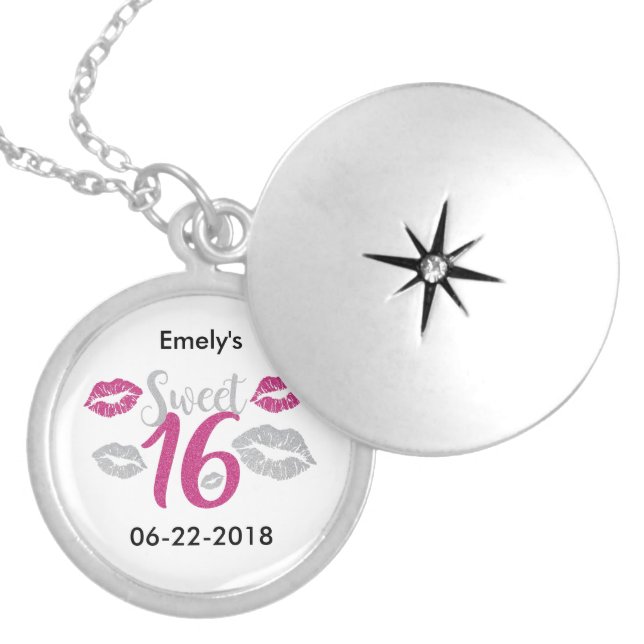 Sweet 16 (Sixteen) Silver Plated Necklace (Front)
