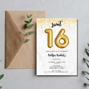 Sweet 16 Sixteenth Birthday Balloon Party Invitation