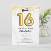 Sweet 16 Sixteenth Birthday Balloon Party Invitation (Standing Front)