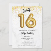 Sweet 16 Sixteenth Birthday Balloon Party Invitation (Front)