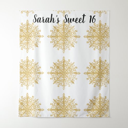 Sweet 16 Snowflakes Birthday Party Photo Booth Tapestry