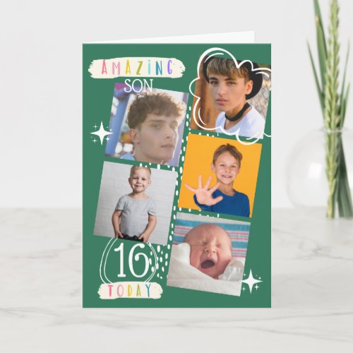 Sweet 16 Son Photo Keepsake Memories Card
