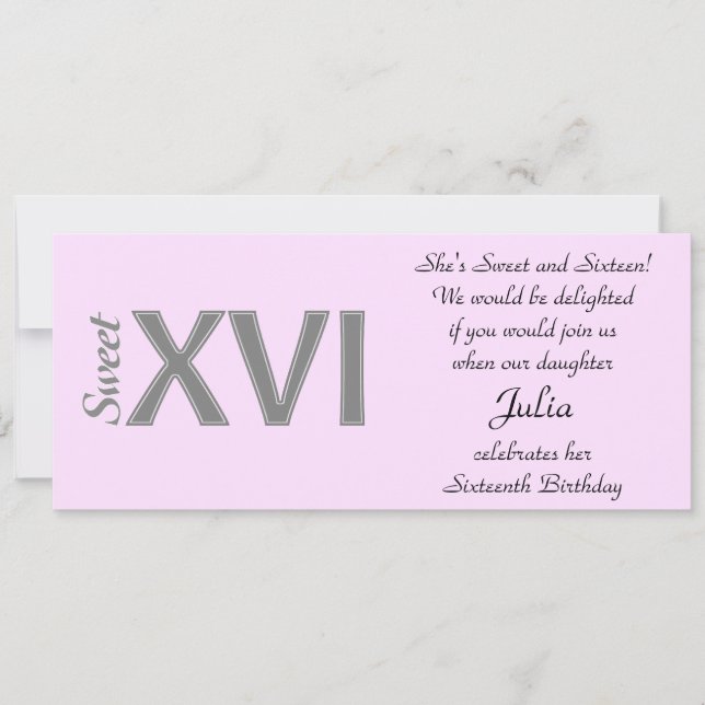 Sweet 16 Special Birthday XVI Party Invitation (Front)