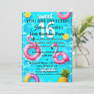 Sweet 16 Splash Bash: Poolside Party Invitation