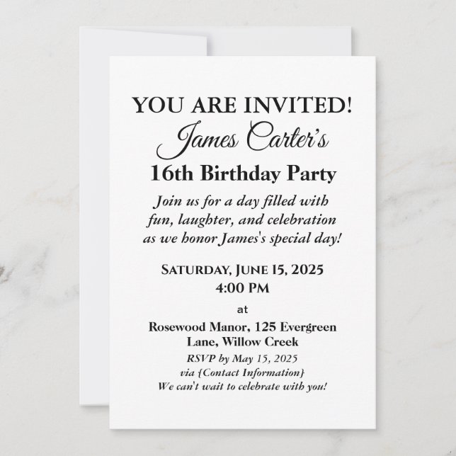 Sweet 16 Splash Bash: Poolside Party Invitation (Front)