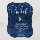 Sweet 16 Starry Night Silver & Blue Invitation
