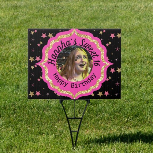 Sweet 16 Stars and Glitter Photo   Sign